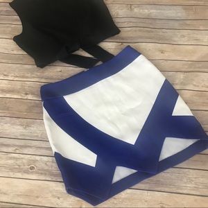Sabo Skirt White Skirt with Blue Trim